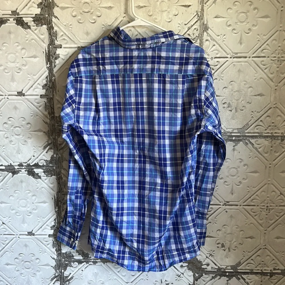 Tommy Hilfiger blue plaid dress up shirt - Picture 4 of 5